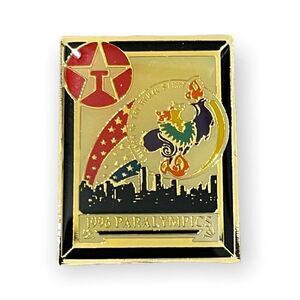 1996 Texaco Paralympic Pin Triumph Of The Human Spirit Gold Silver Stars Vintage